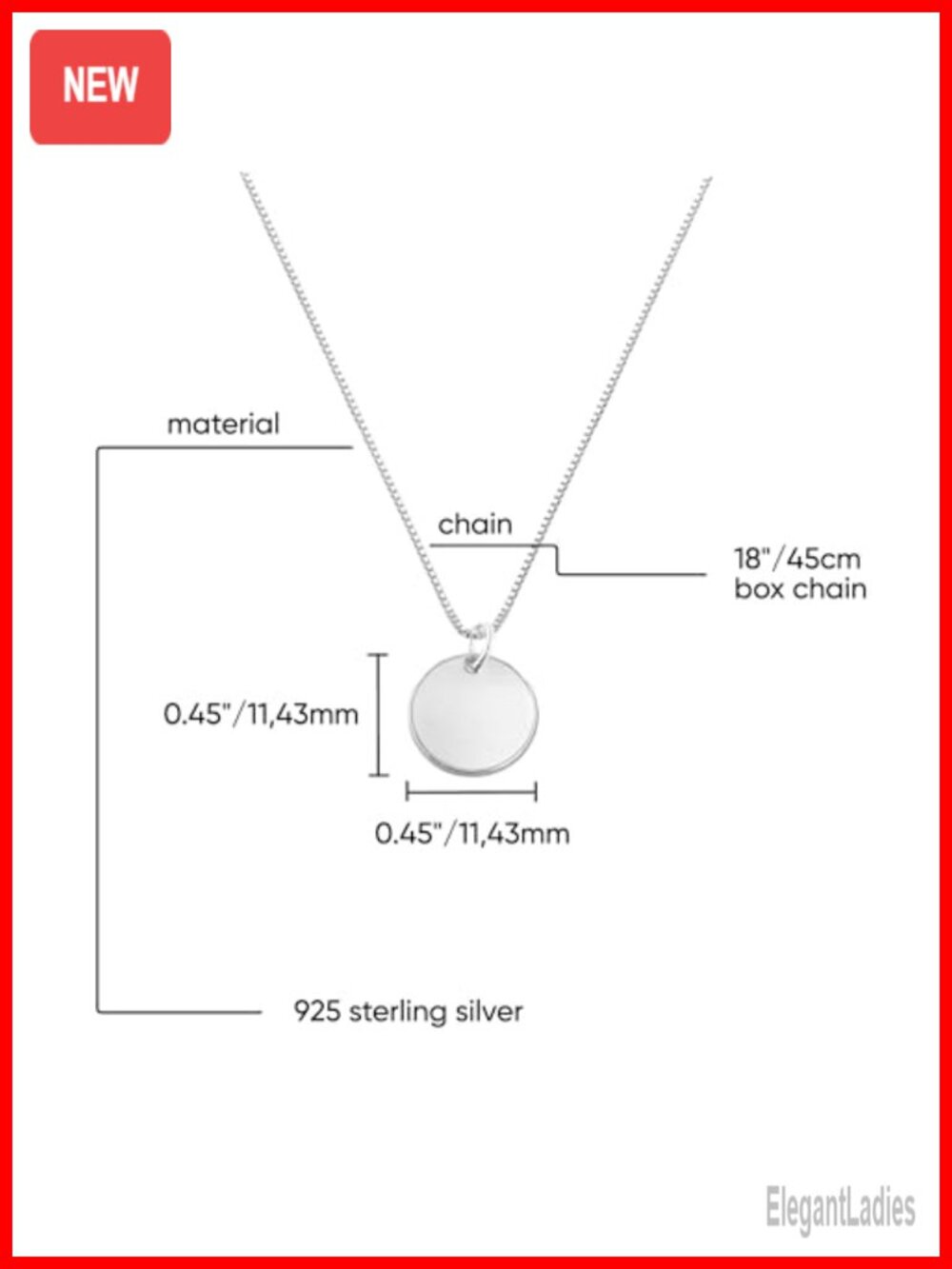 Sterling Silver Initial Disc Necklace 18" Box Chain Letter Pendant - Picture 2 of 6